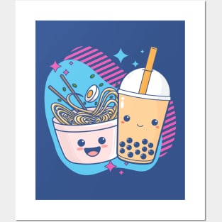 Kawaii Ramen And Boba Tea Posters and Art